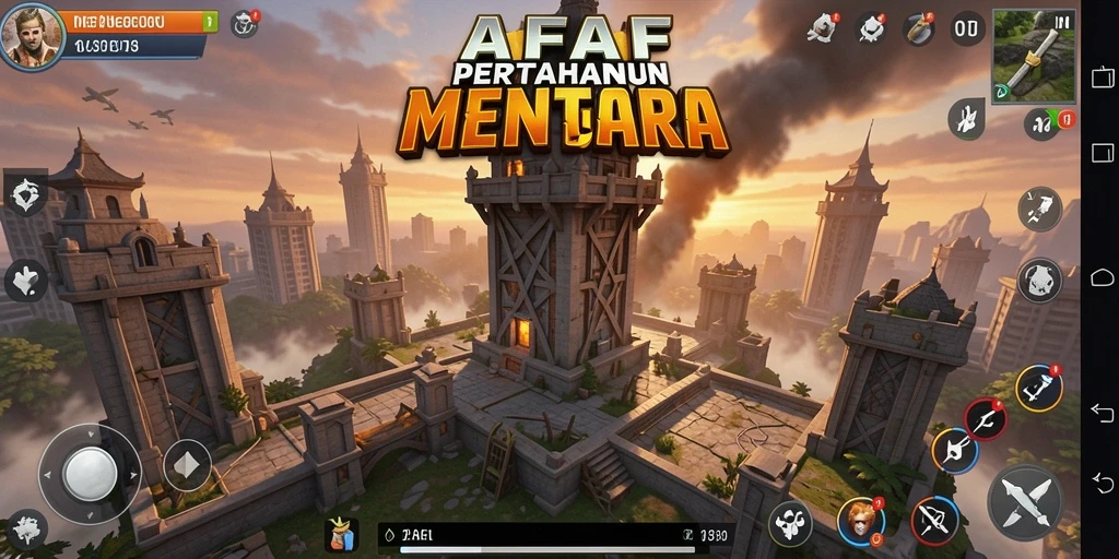 Gameplay Tower Defense yang menegangkan dan strategis dalam AFAF.