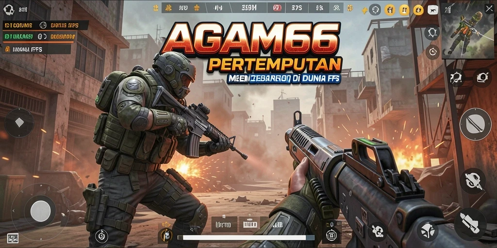Tangkapan layar gameplay AGAM66 yang penuh aksi dalam pertempuran FPS.