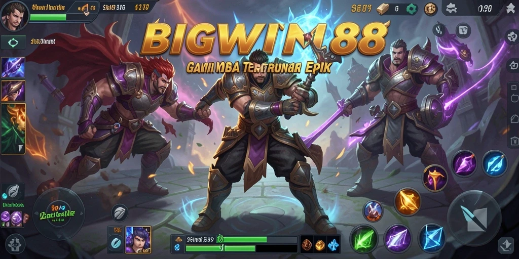 Tampilan gameplay BIGWIN88 dengan aksi pertarungan seru di arena.