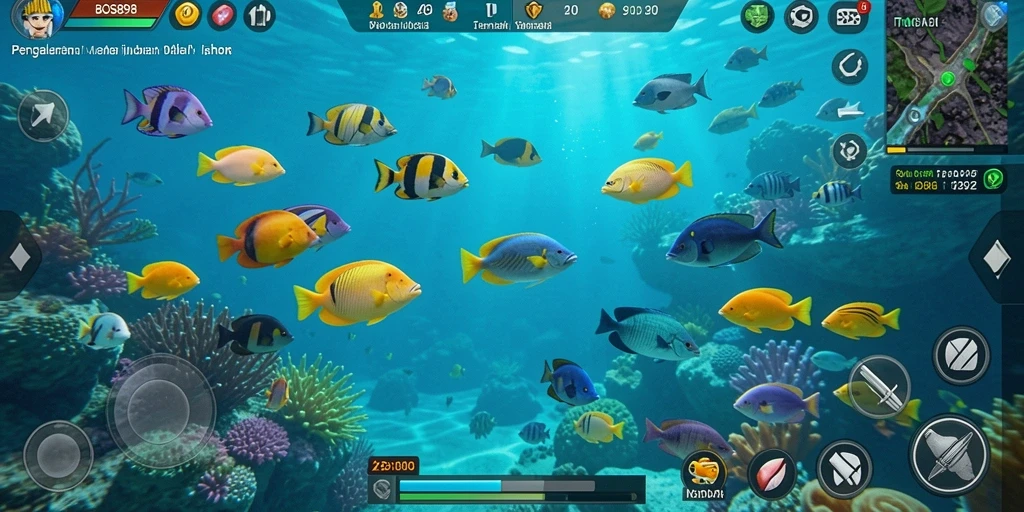 Screenshot memperlihatkan aksi menembak ikan yang seru di BOS898.