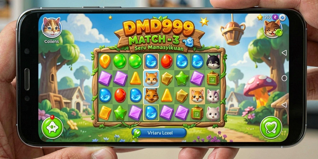 Tampilan gameplay DMD999 yang penuh warna dan seru.
