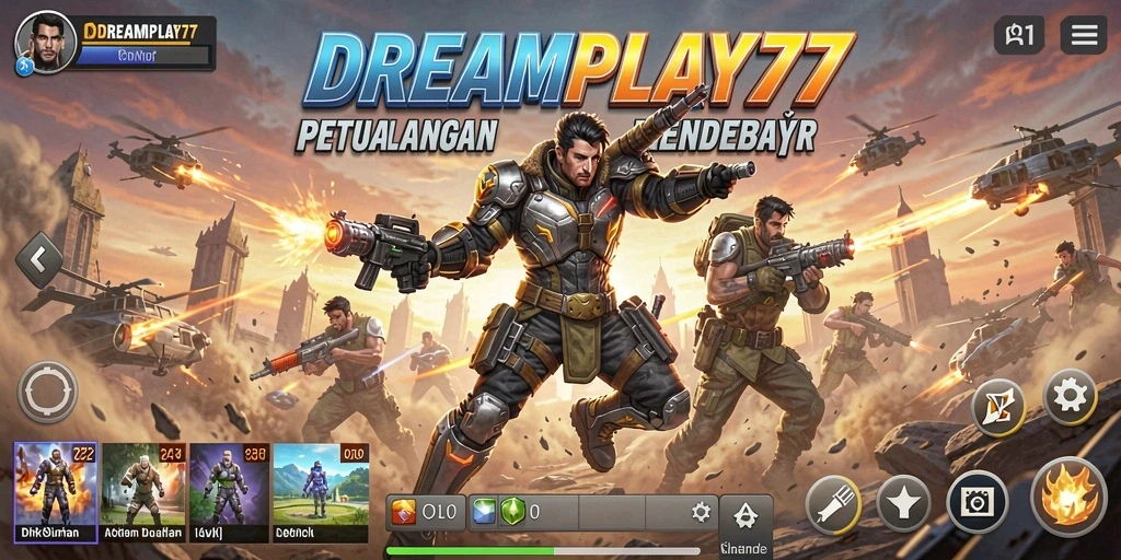 Tampilan seru gameplay DREAMPLAY77 dengan aksi yang mendebarkan.