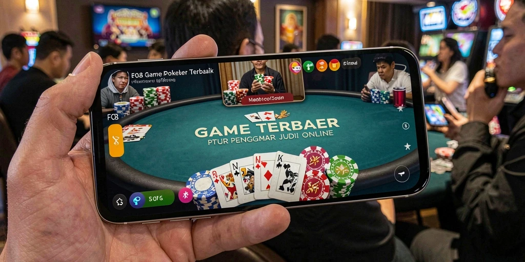 Screenshot dari F08 yang menampilkan pemain sedang bermain Poker secara langsung.