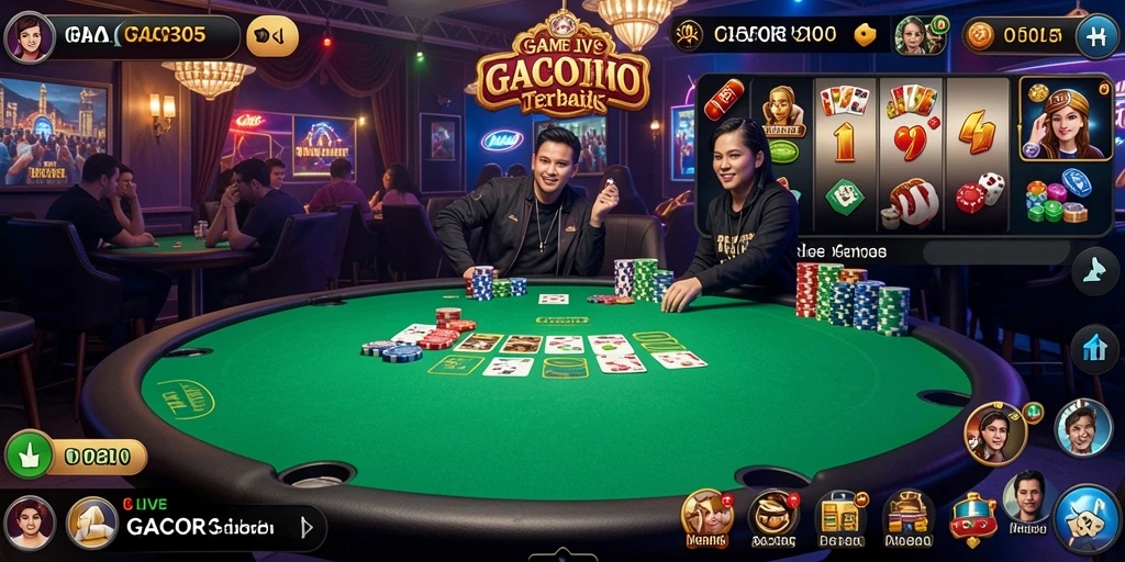 Screenshot utama GACOR305 menampilkan dealer langsung dalam permainan kasino yang menarik.