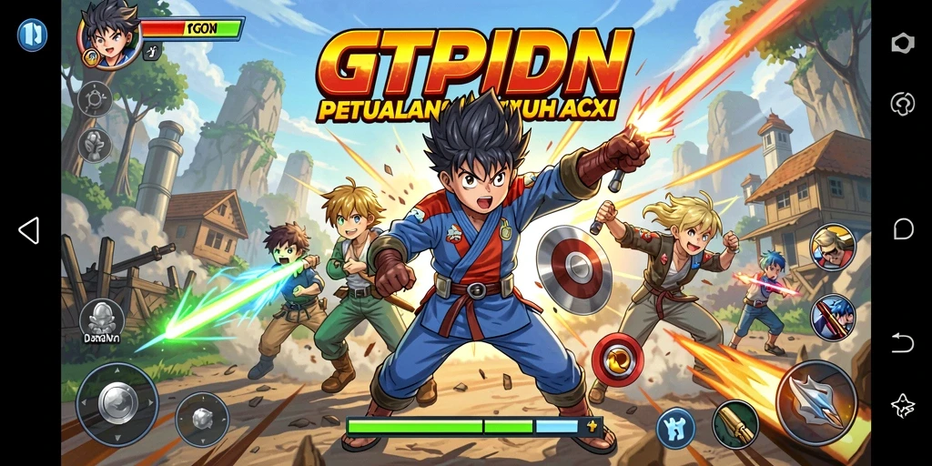 Tangkapan layar intens gameplay GTPIDN dengan karakter animasi yang dinamis.