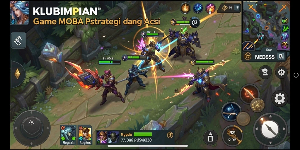 Tangkapan layar gameplay KLUBIMPIAN yang menampilkan pertempuran strategis.