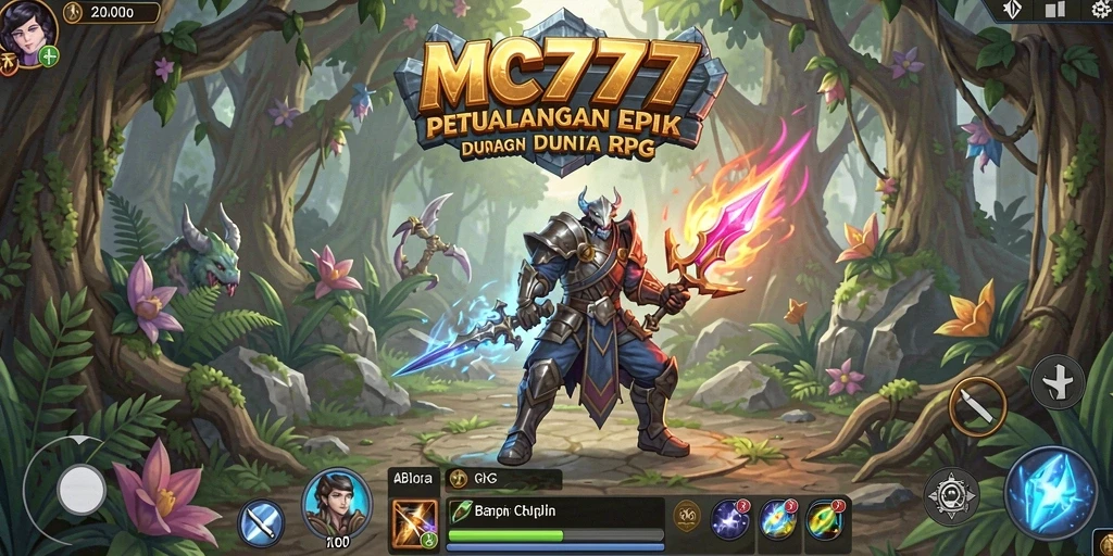 Menampilkan gameplay RPG yang mendebarkan di dunia fantasi MC777.
