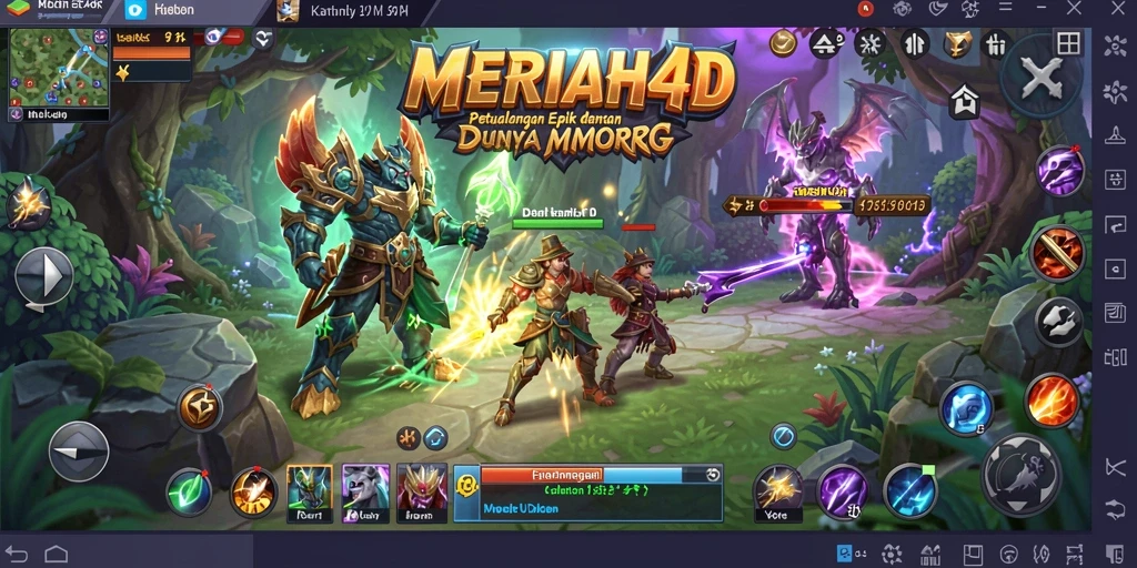 Screenshot gameplay <strong>MERIAH4D</strong> yang menunjukkan pertarungan epik antar karakter.