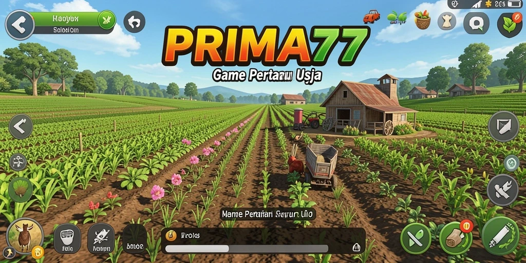 Tampilan gameplay seru PRIMA77 dengan aktivitas bertani yang menyenangkan.