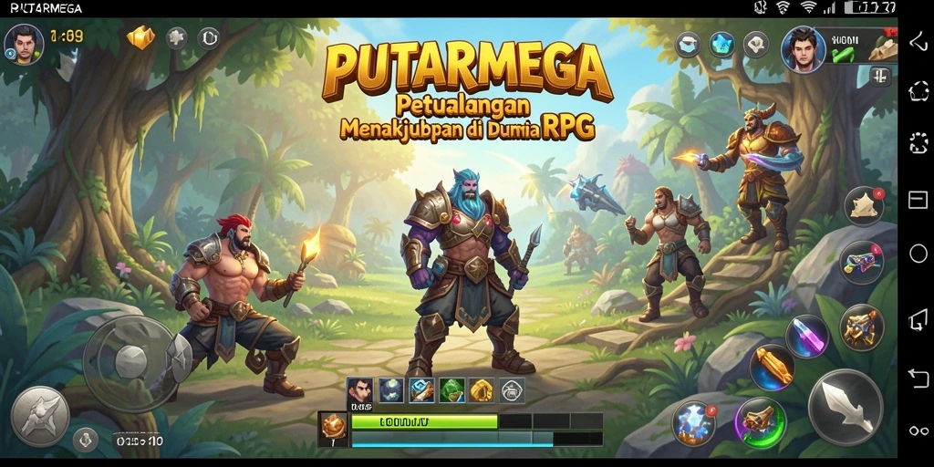 Screenshot PUTARMEGA menampilkan pertarungan epik antara karakter dan monster.
