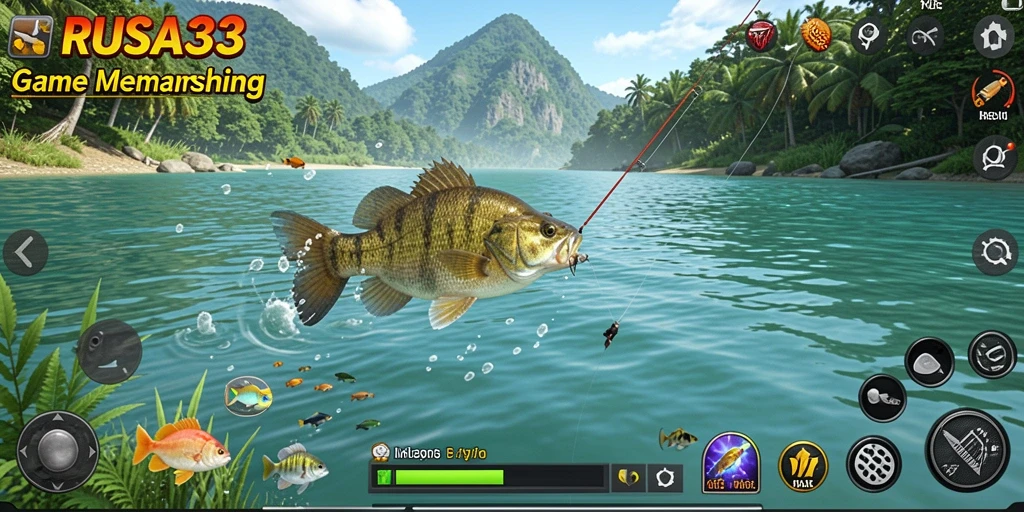 Screenshot gameplay RUSA33 menunjukkan aksi memancing yang mengasyikkan dan realistis.