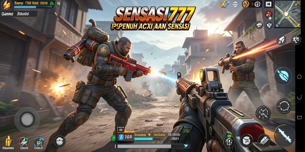Gameplay menegangkan di SENSASI777 dengan aksi tembak-menembak.