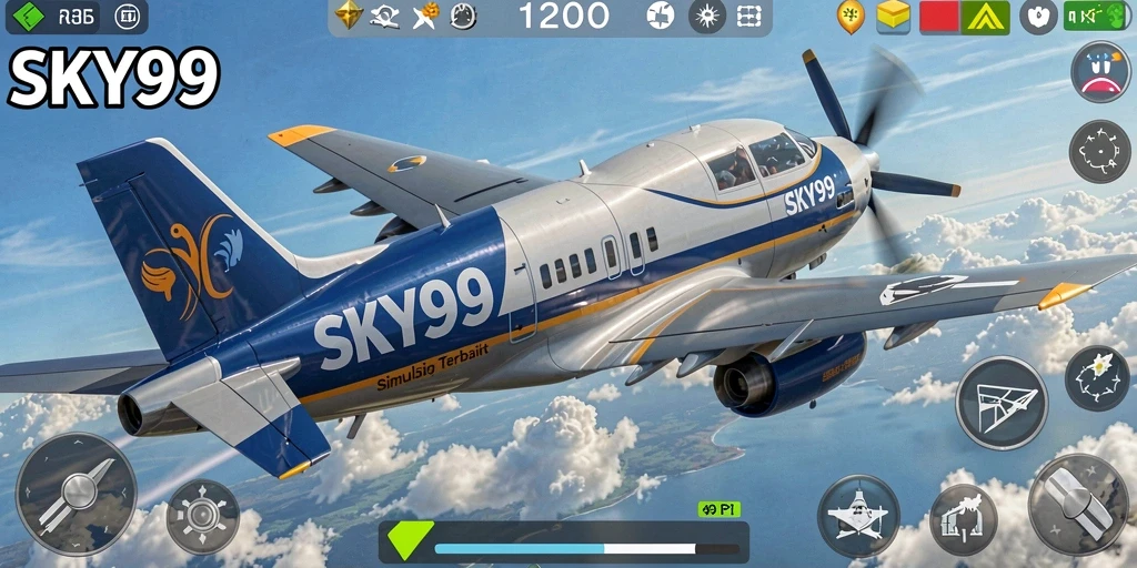 Screenshot utama dari <strong>SKY99</strong> menampilkan aksi penerbangan yang mendebarkan.