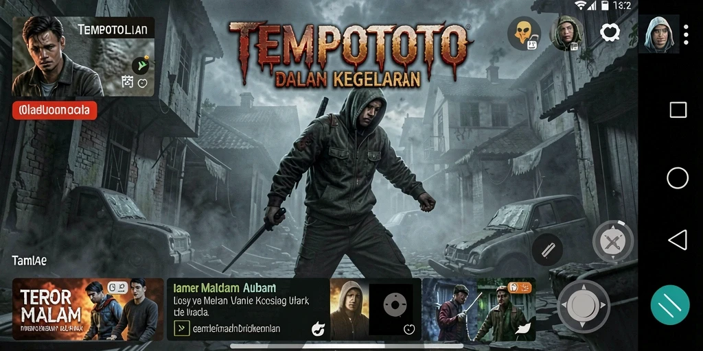 Screenshot gameplay TEMPOTOTO menampilkan suasana Horror yang mencekam.