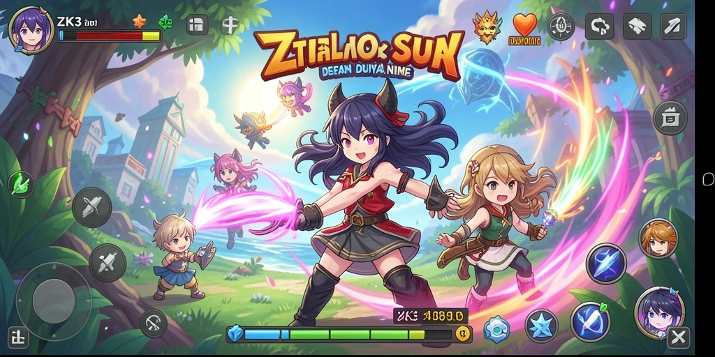 Tangkapan layar ZK3 menampilkan pertarungan anime yang intens dan karakter yang berwarna-warni.